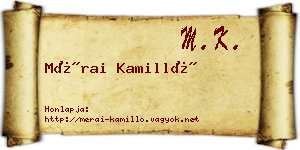 Mérai Kamilló névjegykártya